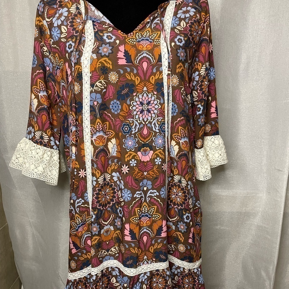 NWT Matilda Jane Intermission Make Believe Floral Lace Ruffle Dress, Large   - Picture 3 of 8